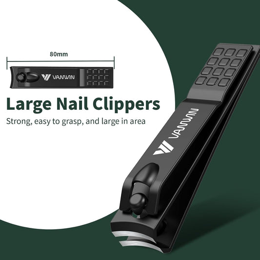 test-German Nail Clippers for Men, Nail Clipper Set (4-Pack) Ultra Sharp Matte Stainless Steel Fingernail & Toenail Clippers with Glass Nail File, Nail Cutter Stocking Stuffers for Men Women Black
