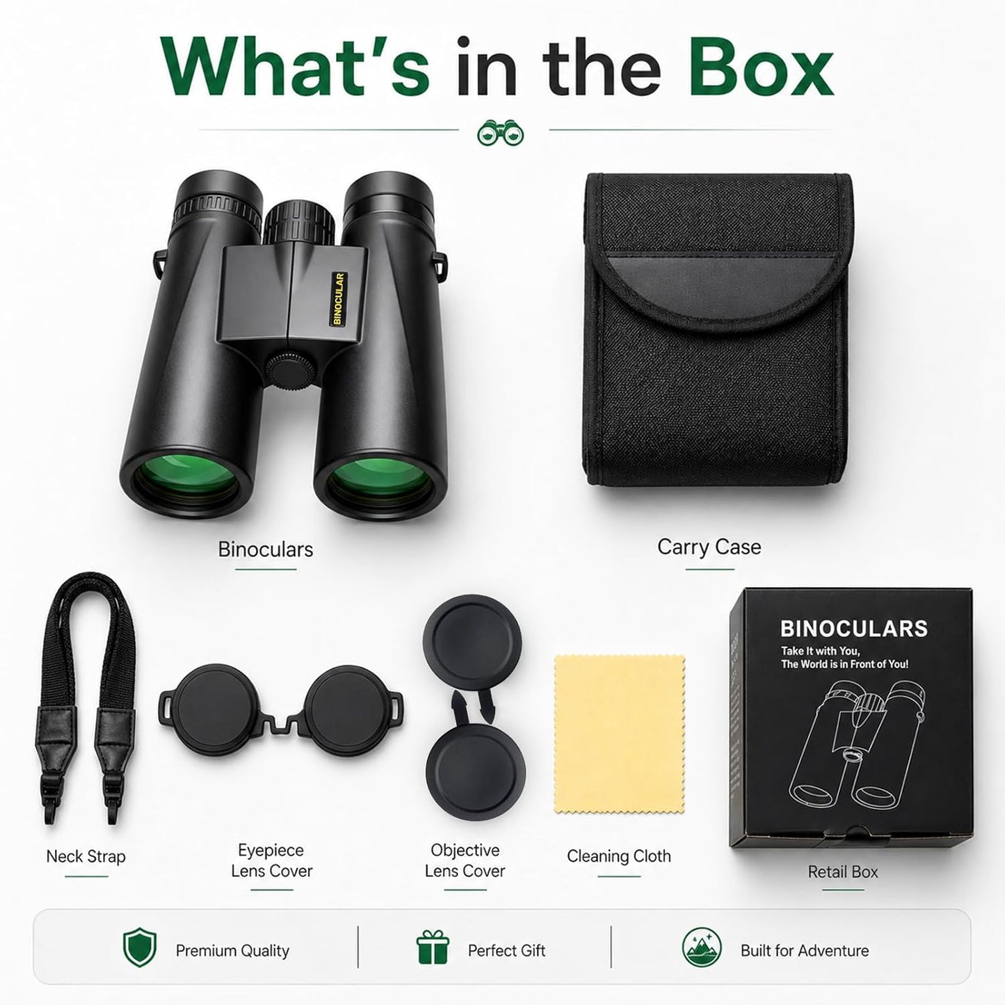 12x42 Binoculars for Adults, High Powered Binoculars with Large Eyepiece, Lightweight HD BAK4 Prism for Bird Watching, Travel, Hunting, Camping, Sports