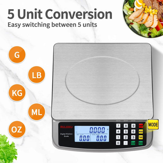 Scale 88lb/40kg Large Digital Kitchen Scale 0.05oz/1g with Price Computing Commercial Scale 304 Stainless Steel gram Scale for Baking Cooking Meat Restaurant ,USB or AA Battery(Included)