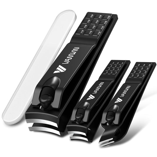 test-German Nail Clippers for Men, Nail Clipper Set (4-Pack) Ultra Sharp Matte Stainless Steel Fingernail & Toenail Clippers with Glass Nail File, Nail Cutter Stocking Stuffers for Men Women Black